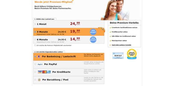 Screenshot der Bildkontakte Preise