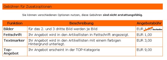 Screenshot der Gesext Preise
