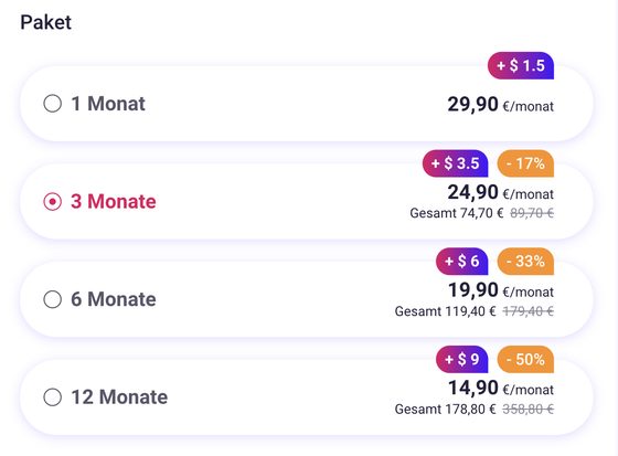 Screenshot der Kaufmich Preise