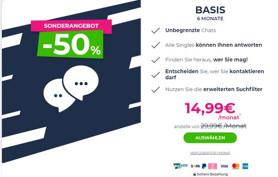 Screenshot der Lovescout24 Preise