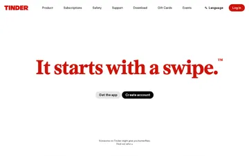 Screenshot der Tinder-Website