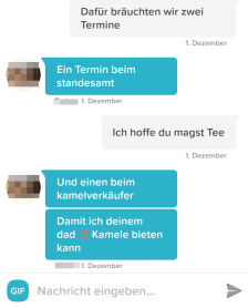 Tinder Anschreiben Kamele