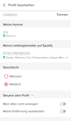 Tinder Profil bearbeiten